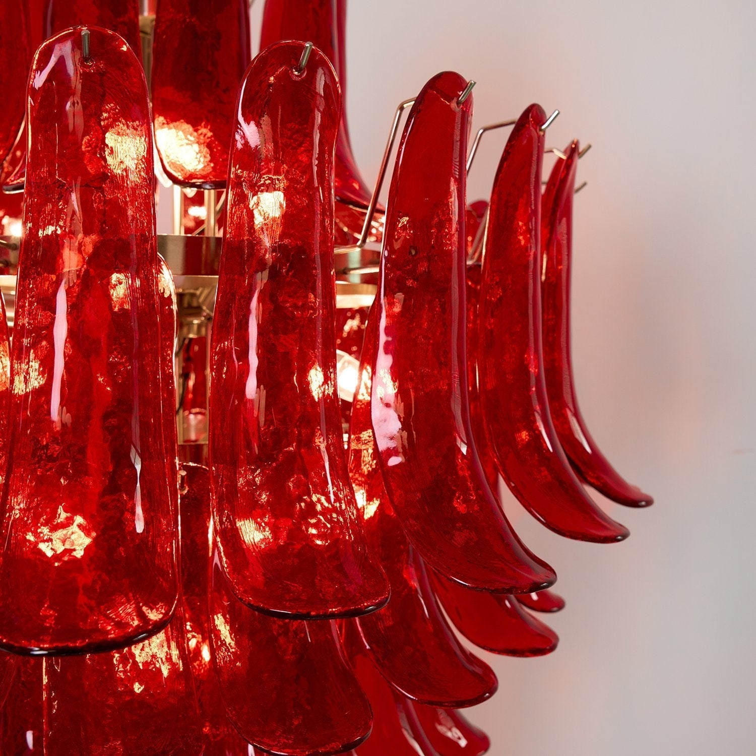Aurora Chandelier Crimson Murano Petals Bold Art Glass - Letslighting