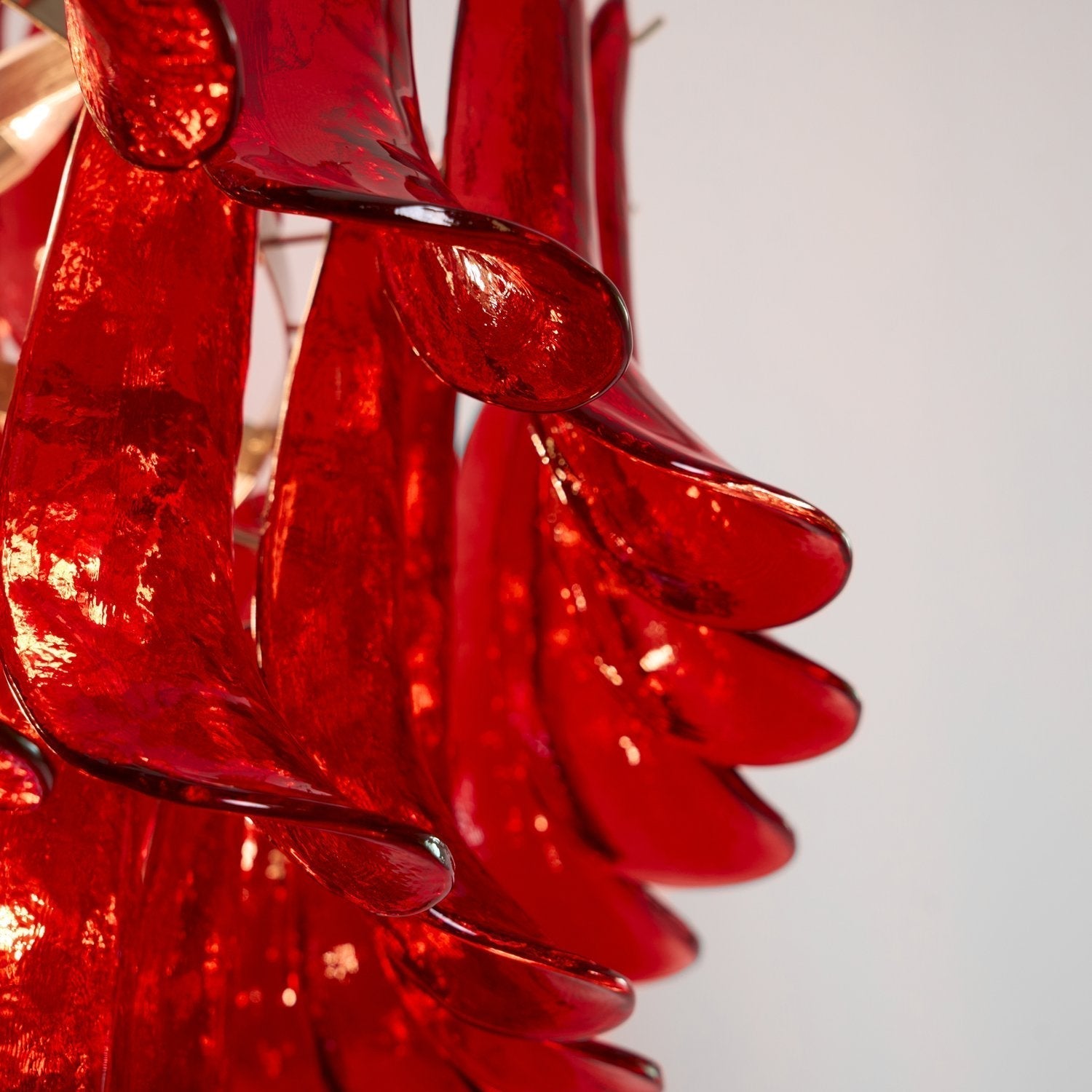 Aurora Chandelier Crimson Murano Petals Bold Art Glass - Letslighting