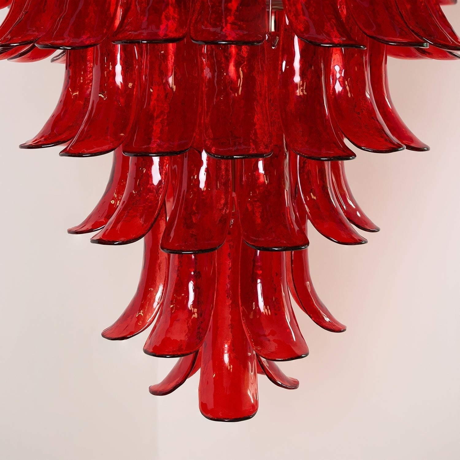 Aurora Chandelier Crimson Murano Petals Bold Art Glass - Letslighting