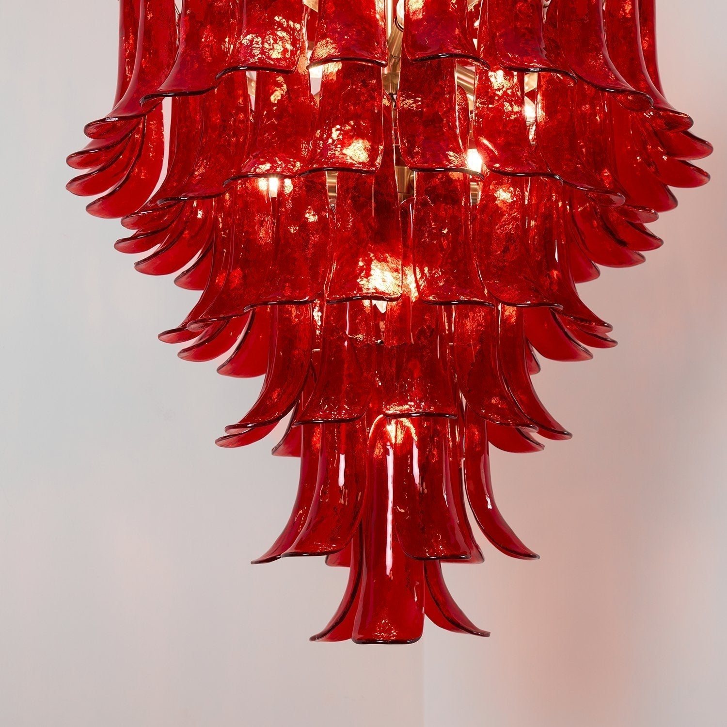 Aurora Chandelier Crimson Murano Petals Bold Art Glass - Letslighting