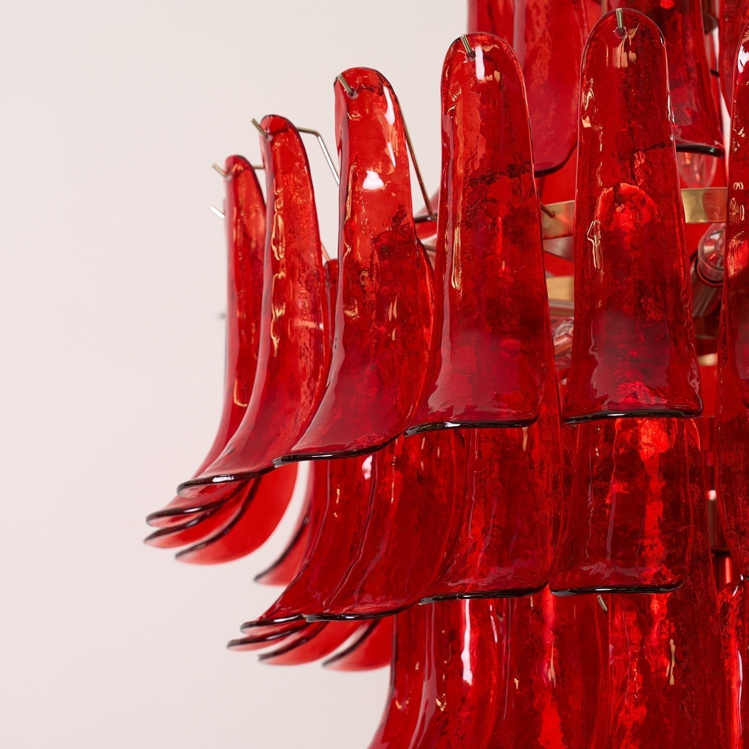 Aurora Chandelier Crimson Murano Petals Bold Art Glass - Letslighting