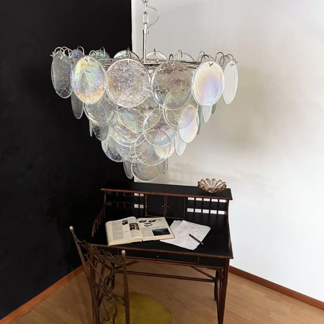 Aurora Chandelier Iridescent Murano Glass Disc - Letslighting
