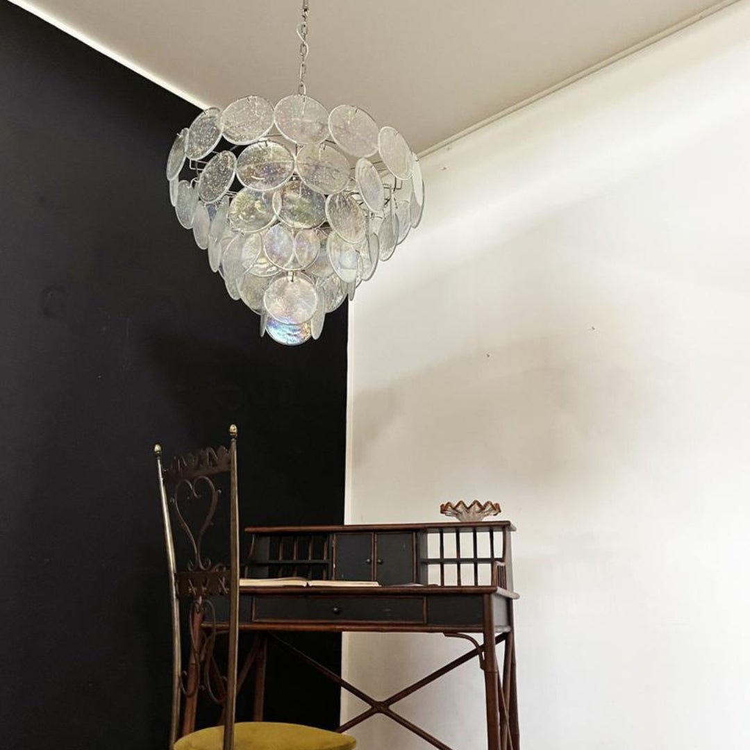 Aurora Chandelier Iridescent Murano Glass Disc - Letslighting