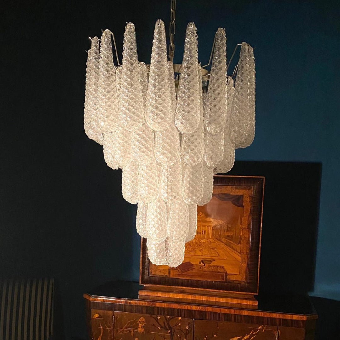Aurora Chandelier Clear Murano Glass Dewdrop Layered - Letslighting
