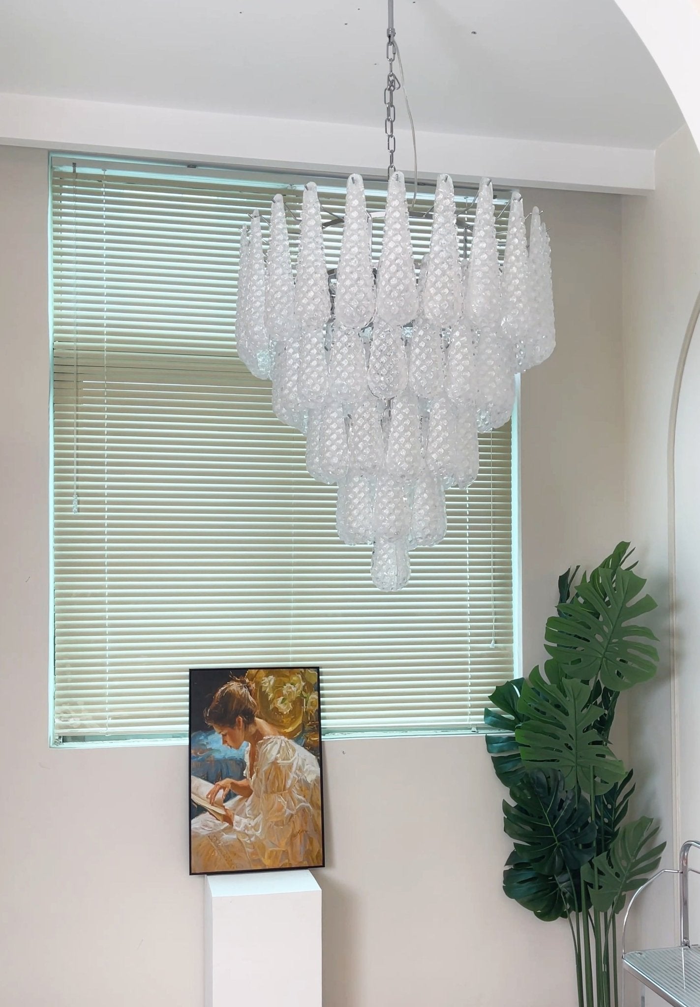 Aurora Chandelier Clear Murano Glass Dewdrop Layered - Letslighting