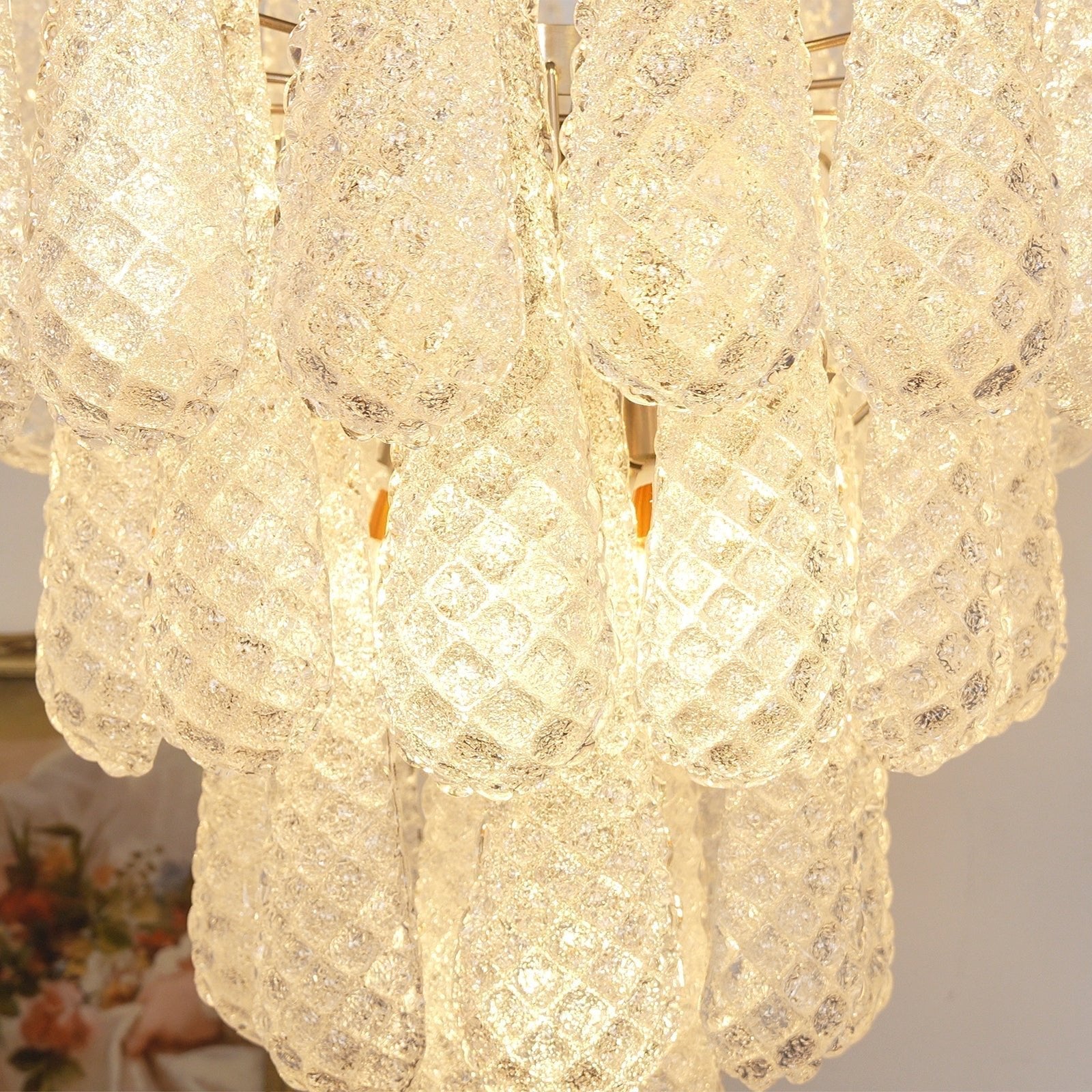 Aurora Chandelier Clear Murano Glass Dewdrop Layered - Letslighting