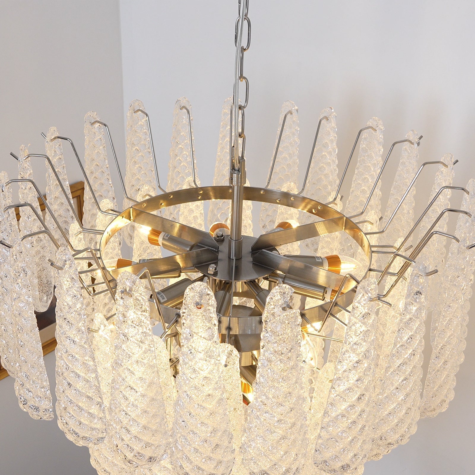 Aurora Chandelier Clear Murano Glass Dewdrop Layered - Letslighting