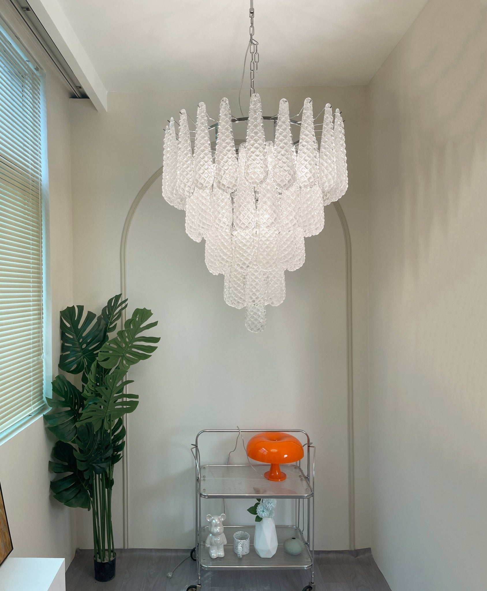 Aurora Chandelier Clear Murano Glass Dewdrop Layered - Letslighting