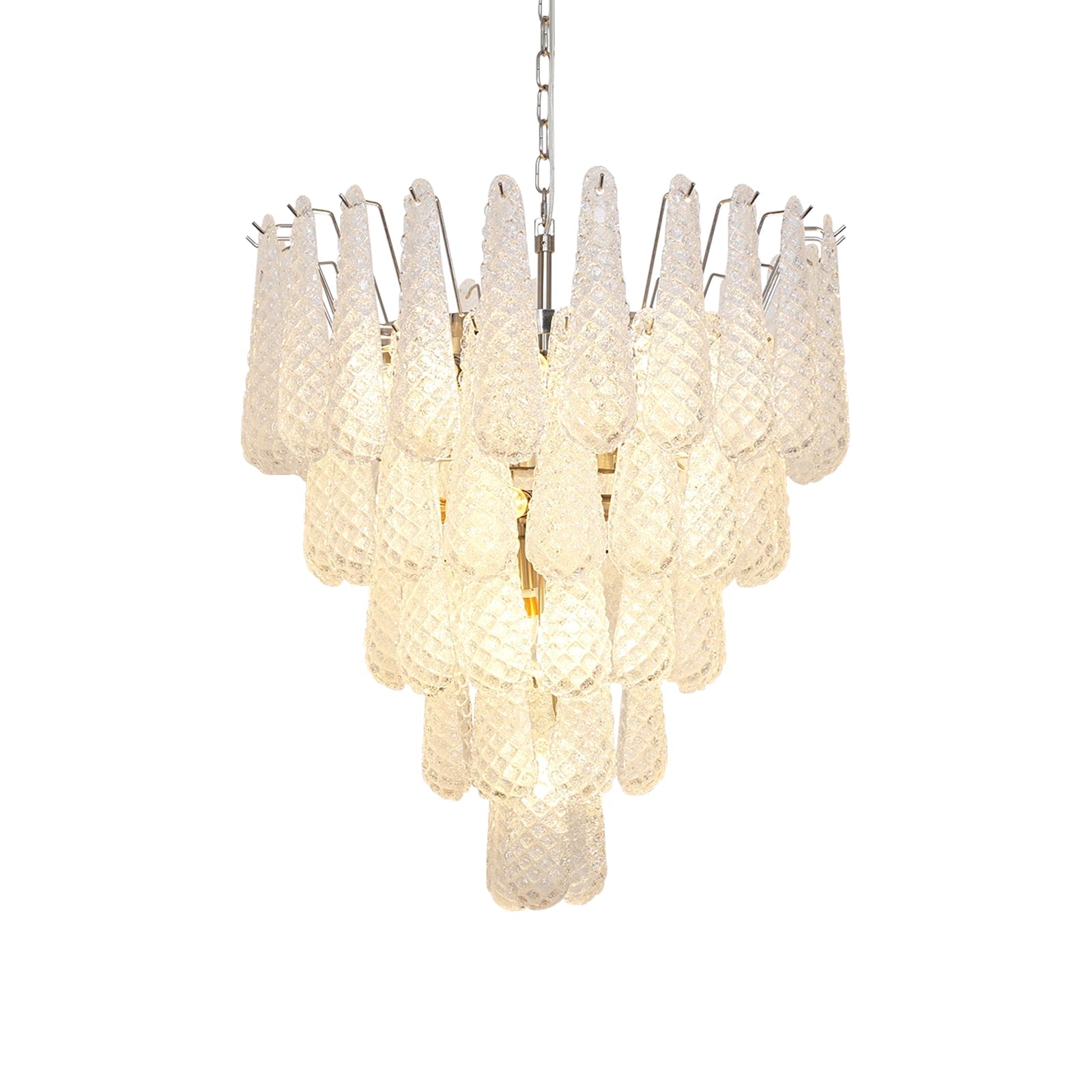 Aurora Chandelier Clear Murano Glass Dewdrop Layered - Letslighting