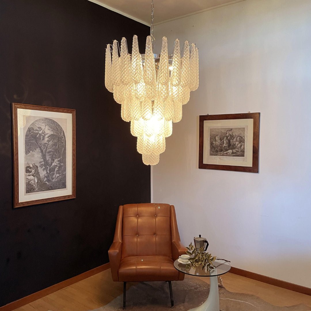 Aurora Chandelier Clear Murano Glass Dewdrop Layered - Letslighting
