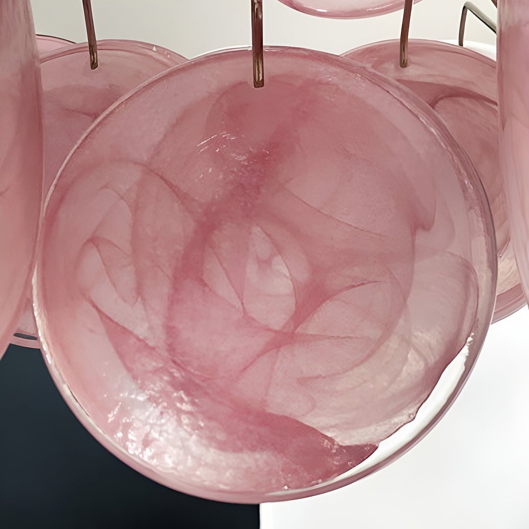 Aurora Chandelier Pink Disc Layered Artisanal - Letslighting