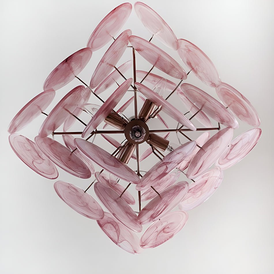 Aurora Chandelier Pink Disc Layered Artisanal - Letslighting
