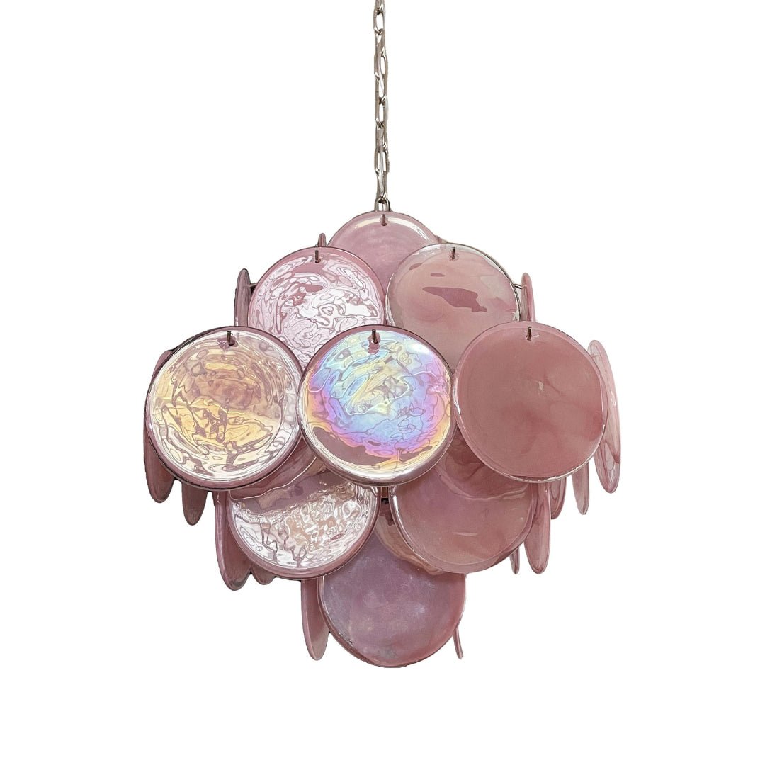 Aurora Chandelier Pink Disc Layered Artisanal - Letslighting
