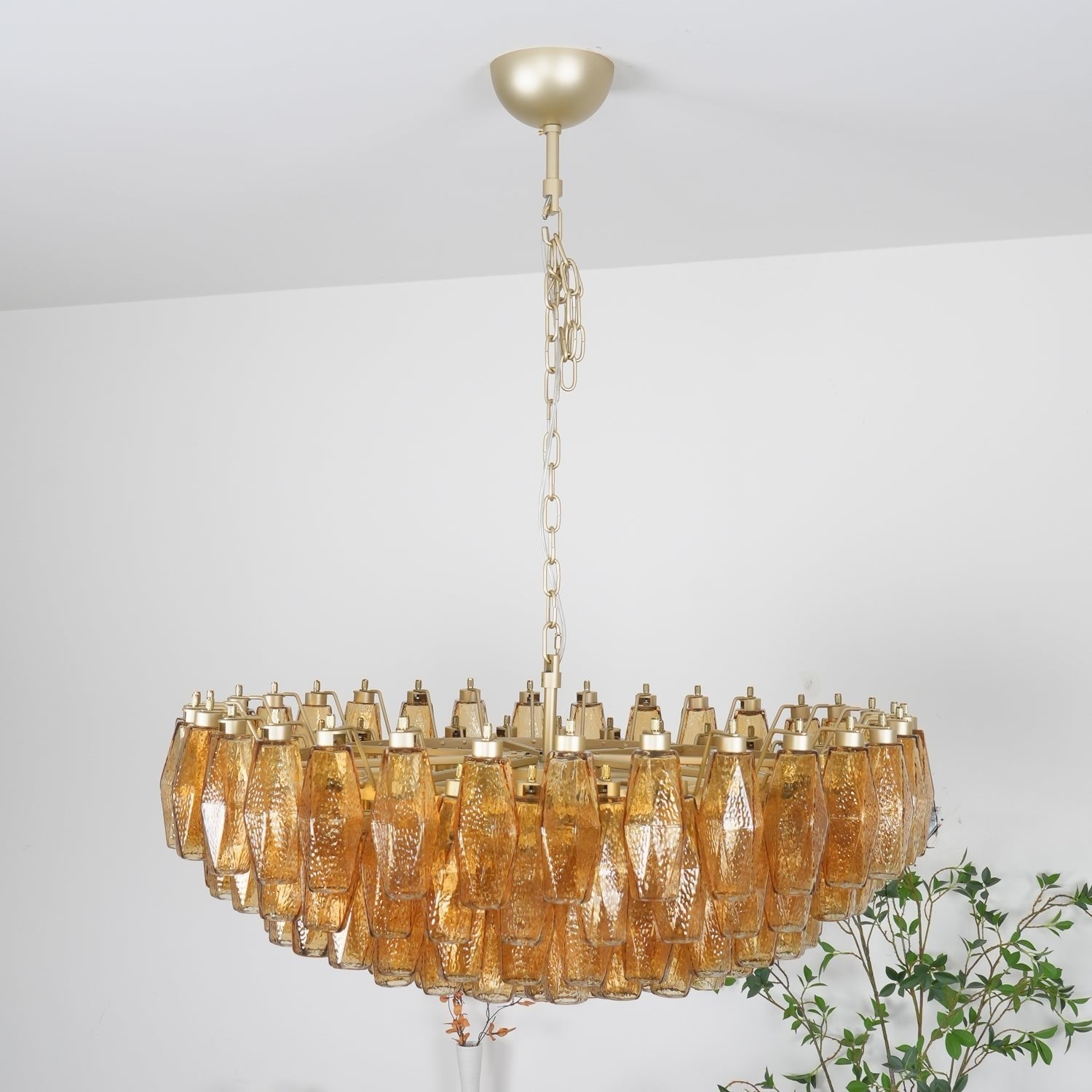 Murano Chandelier Ambre Superposé Ovale - Neutralighting