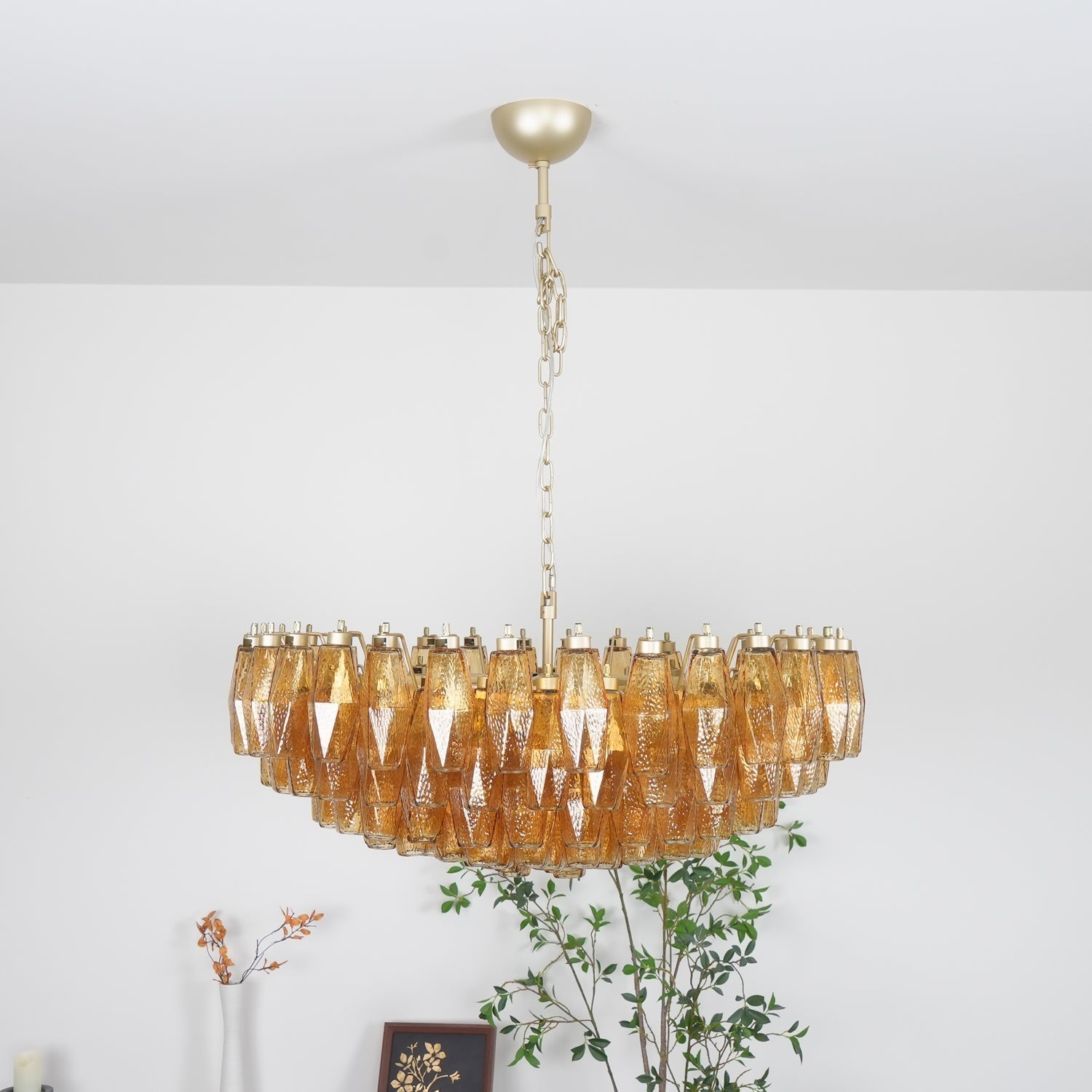 Murano Chandelier Ambre Superposé Ovale - Neutralighting