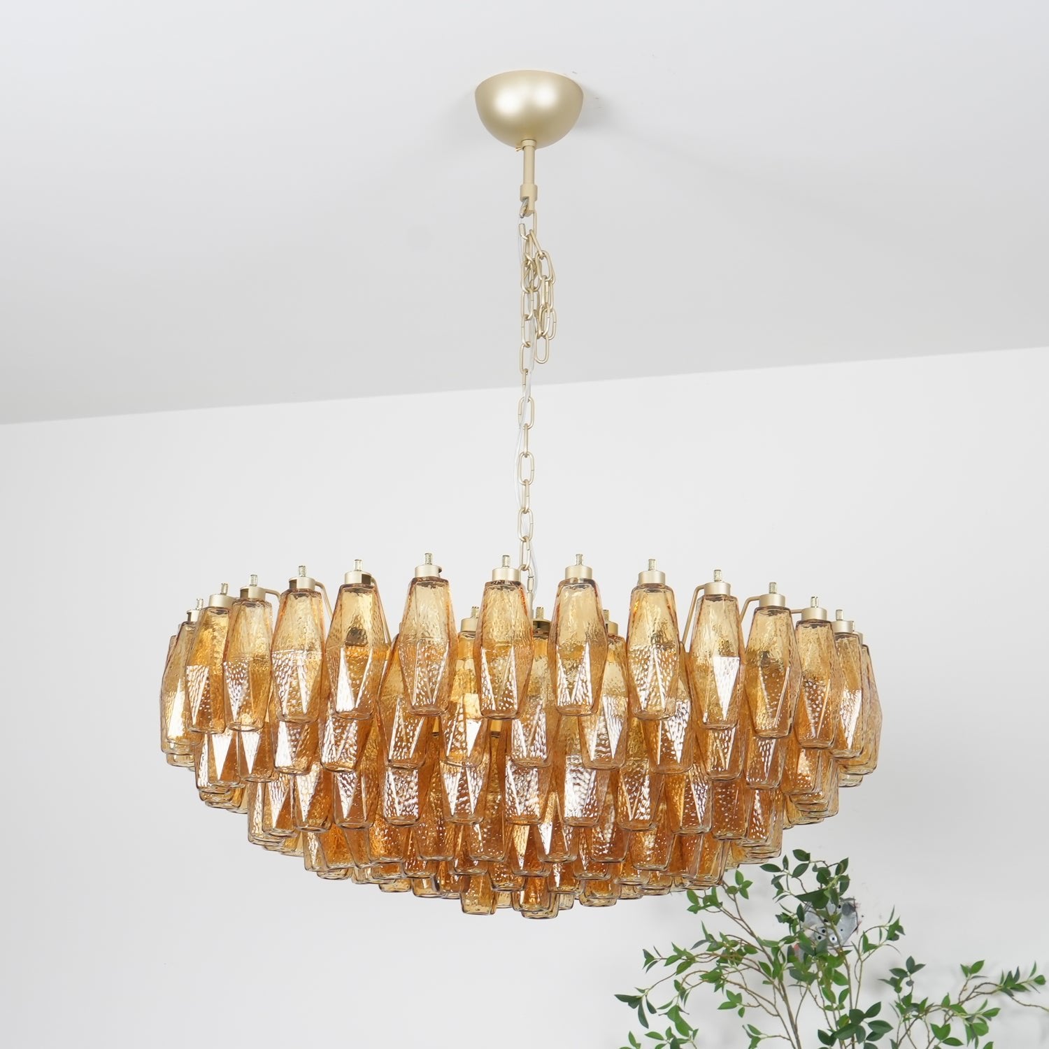 Murano Chandelier Ambre Superposé Ovale - Neutralighting
