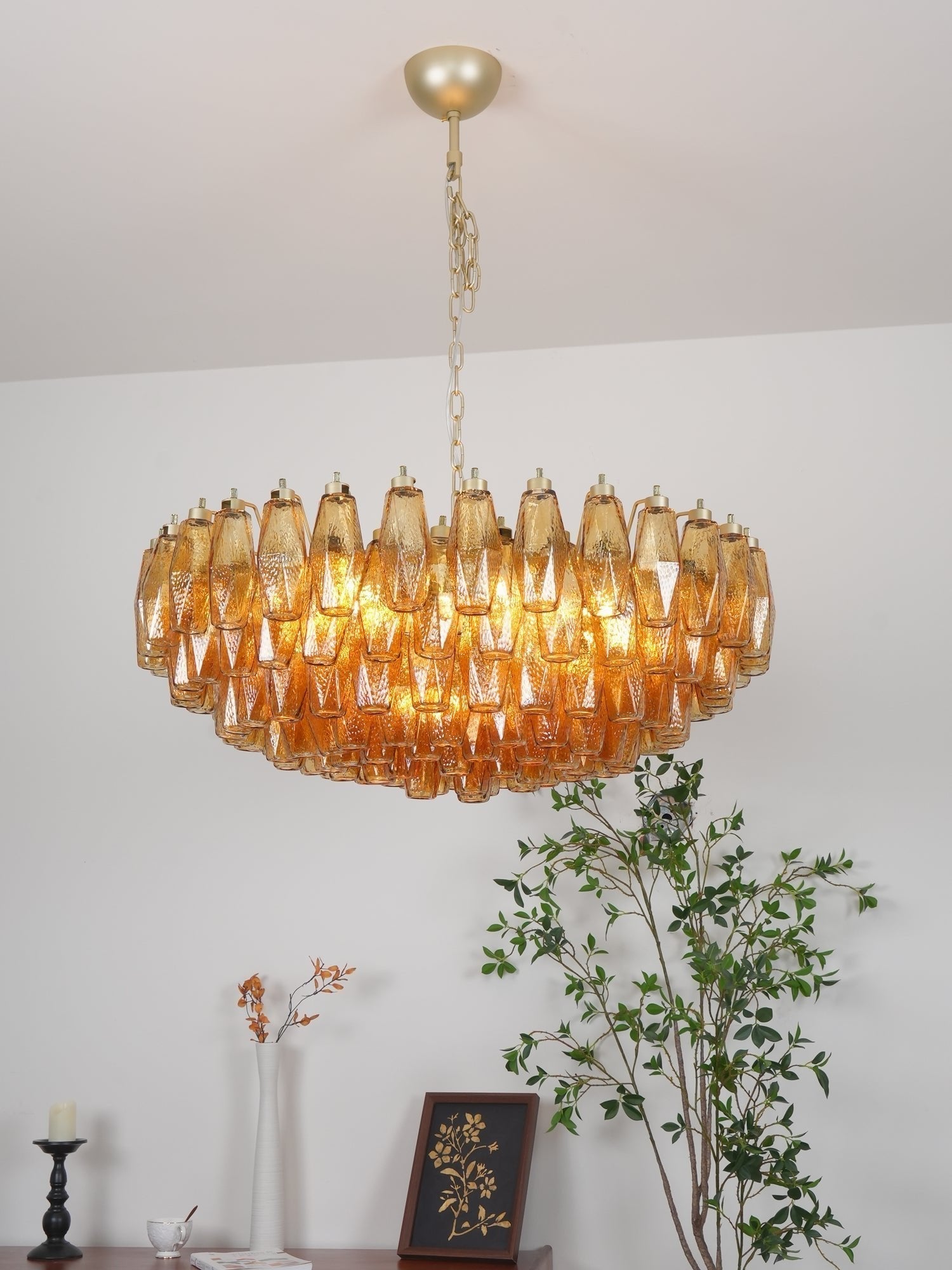 Murano Chandelier Ambre Superposé Ovale - Neutralighting