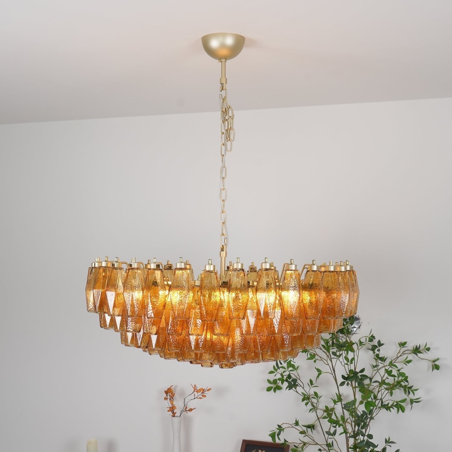 Murano Chandelier Ambre Superposé Ovale - Neutralighting