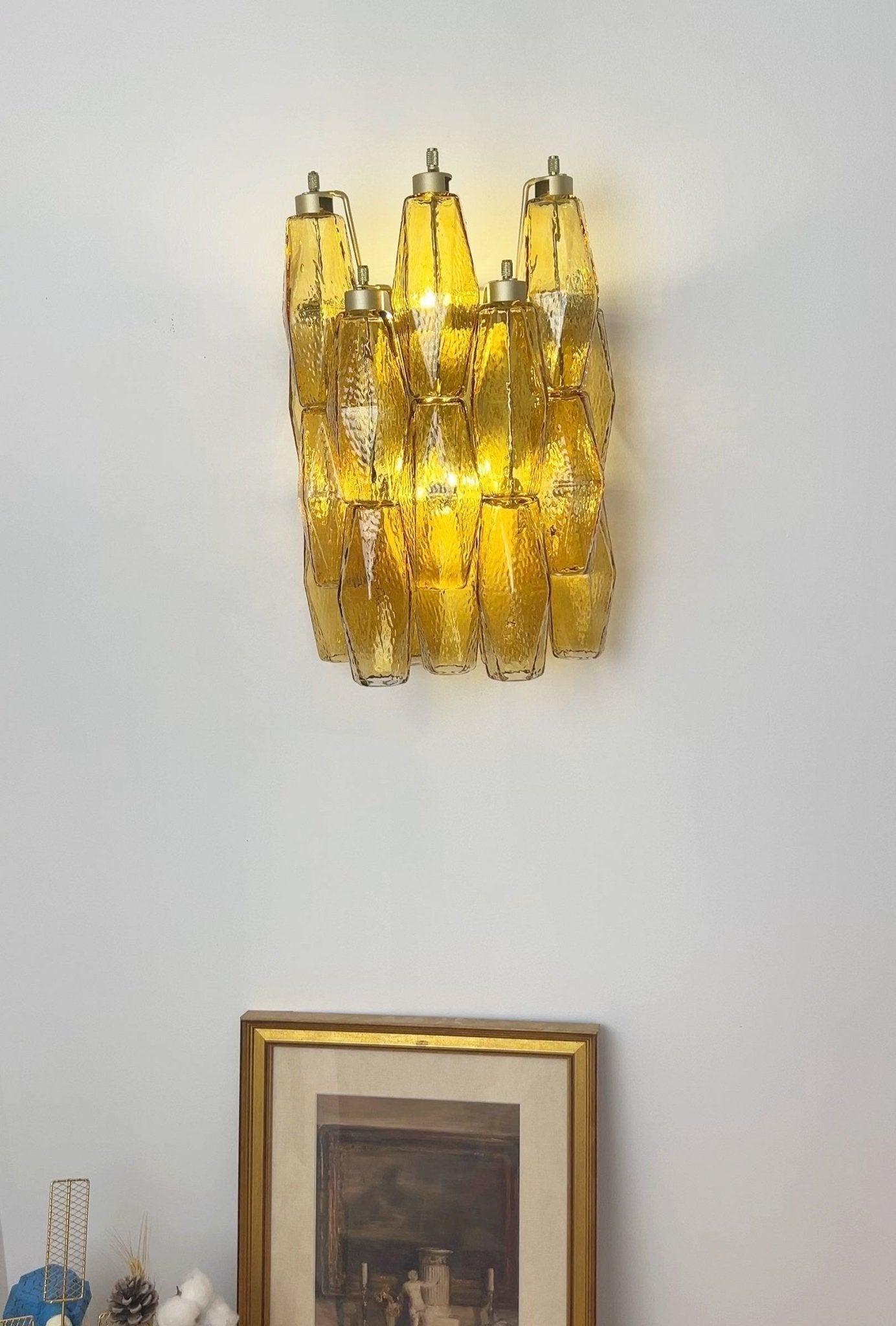 Aurora Wall Lamp Amber Rhombus Glass Geometric Murano Warmth - Letslighting