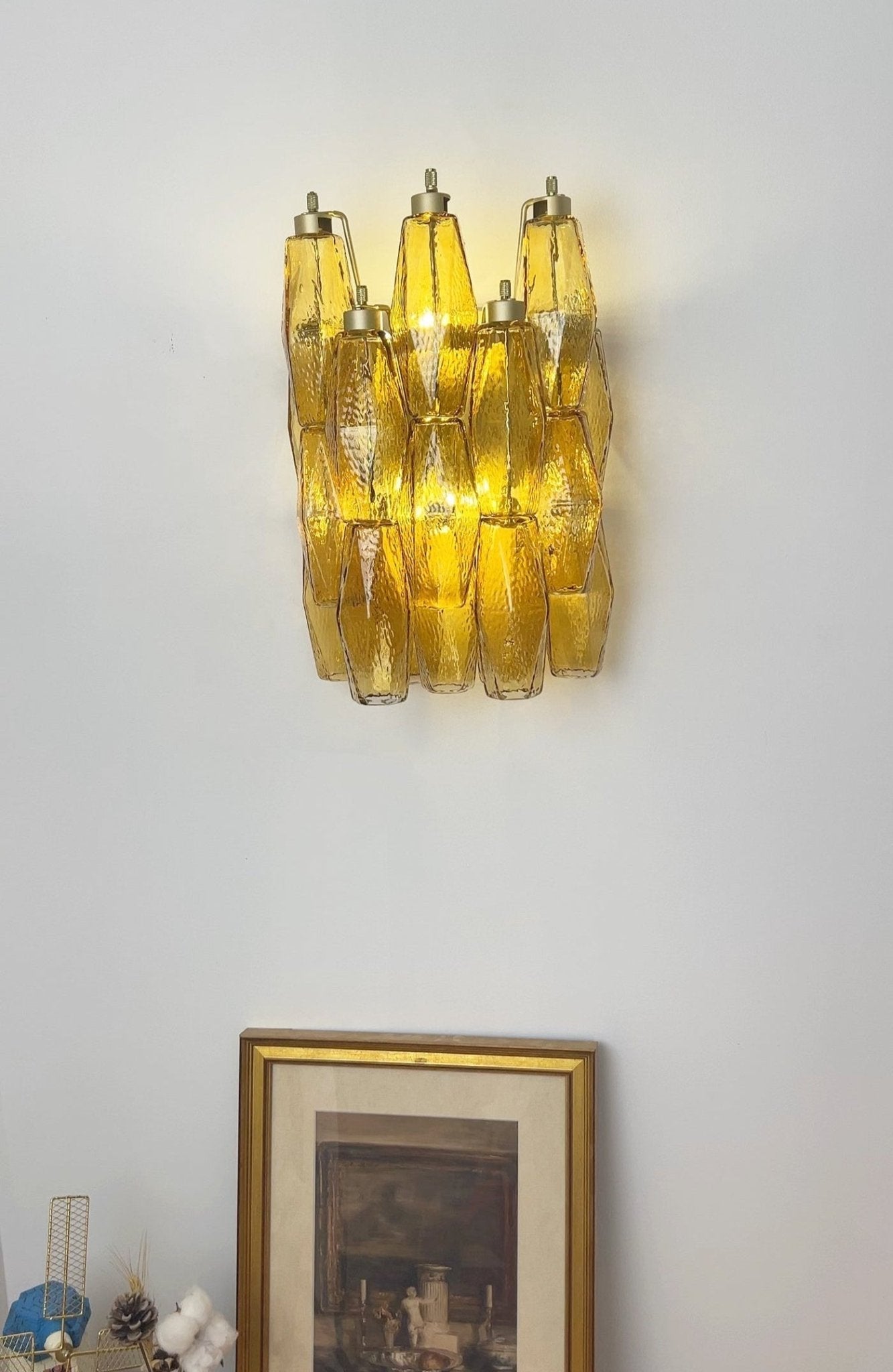 Aurora Wall Lamp Amber Rhombus Glass Geometric Murano Warmth - Letslighting