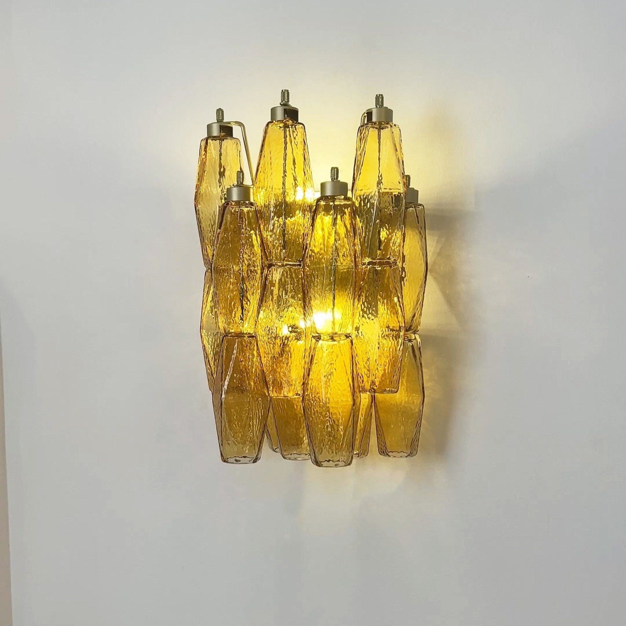 Aurora Wall Lamp Amber Rhombus Glass Geometric Murano Warmth - Letslighting