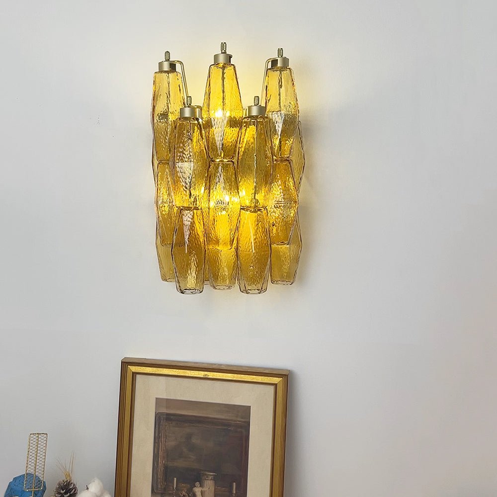Aurora Wall Lamp Amber Rhombus Glass Geometric Murano Warmth - Letslighting