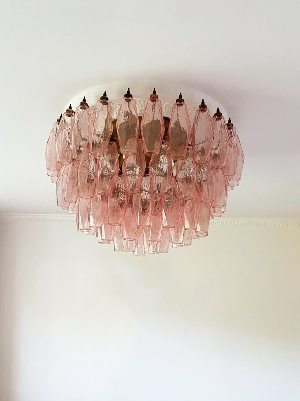 Aurora Ceiling Lamp Pink Rhombus Glass Layered Vintage Elegance - Letslighting