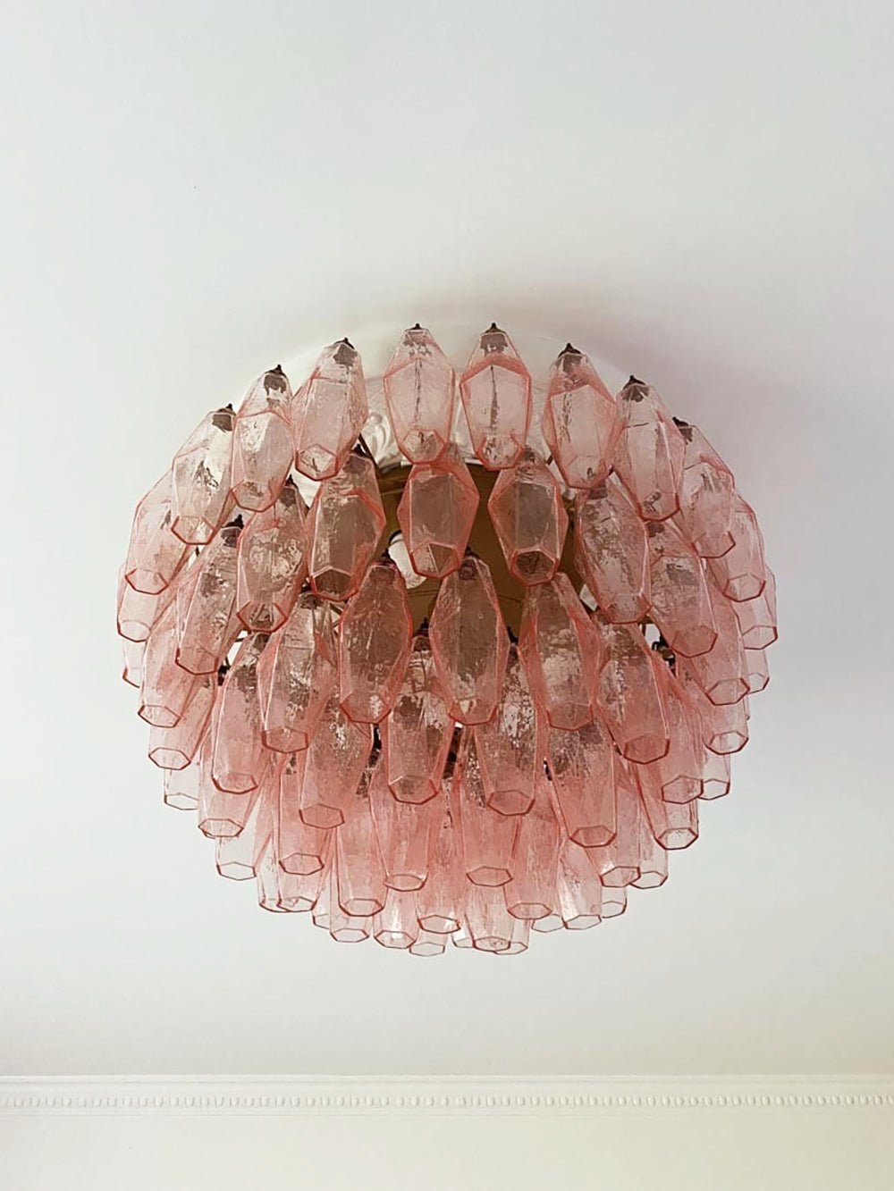 Aurora Ceiling Lamp Pink Rhombus Glass Layered Vintage Elegance - Letslighting