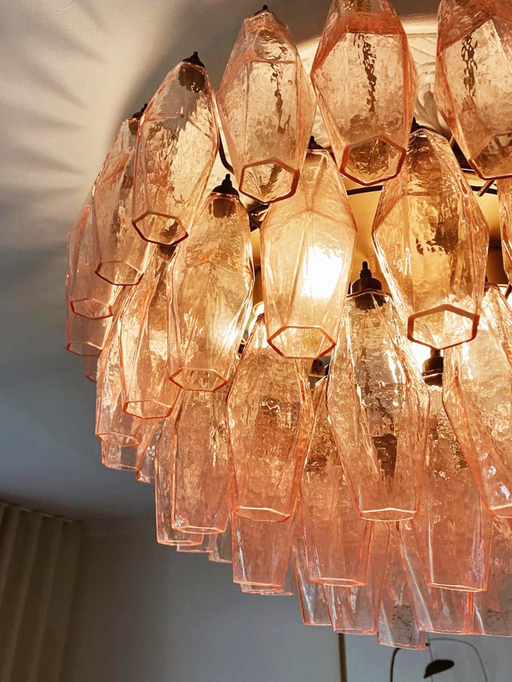 Aurora Ceiling Lamp Pink Rhombus Glass Layered Vintage Elegance - Letslighting