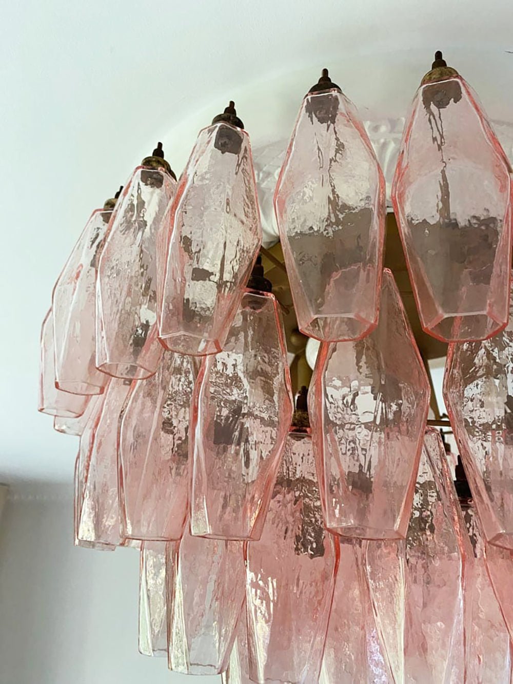 Aurora Ceiling Lamp Pink Rhombus Glass Layered Vintage Elegance - Letslighting