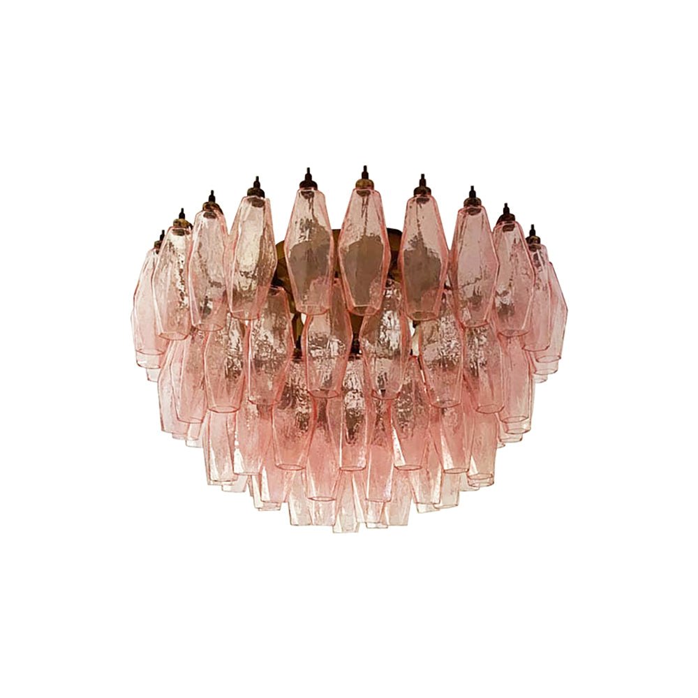 Aurora Ceiling Lamp Pink Rhombus Glass Layered Vintage Elegance - Letslighting