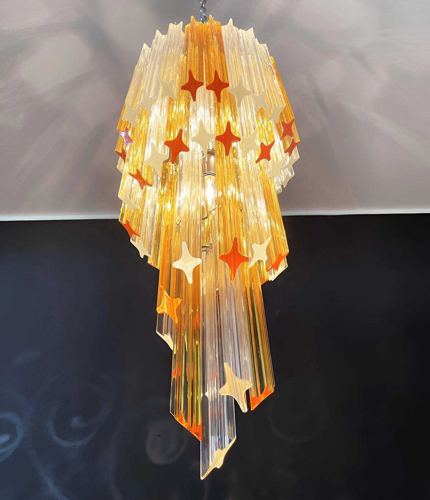 Aurora Chandelier Spiral Pink Prism Tiered - Letslighting