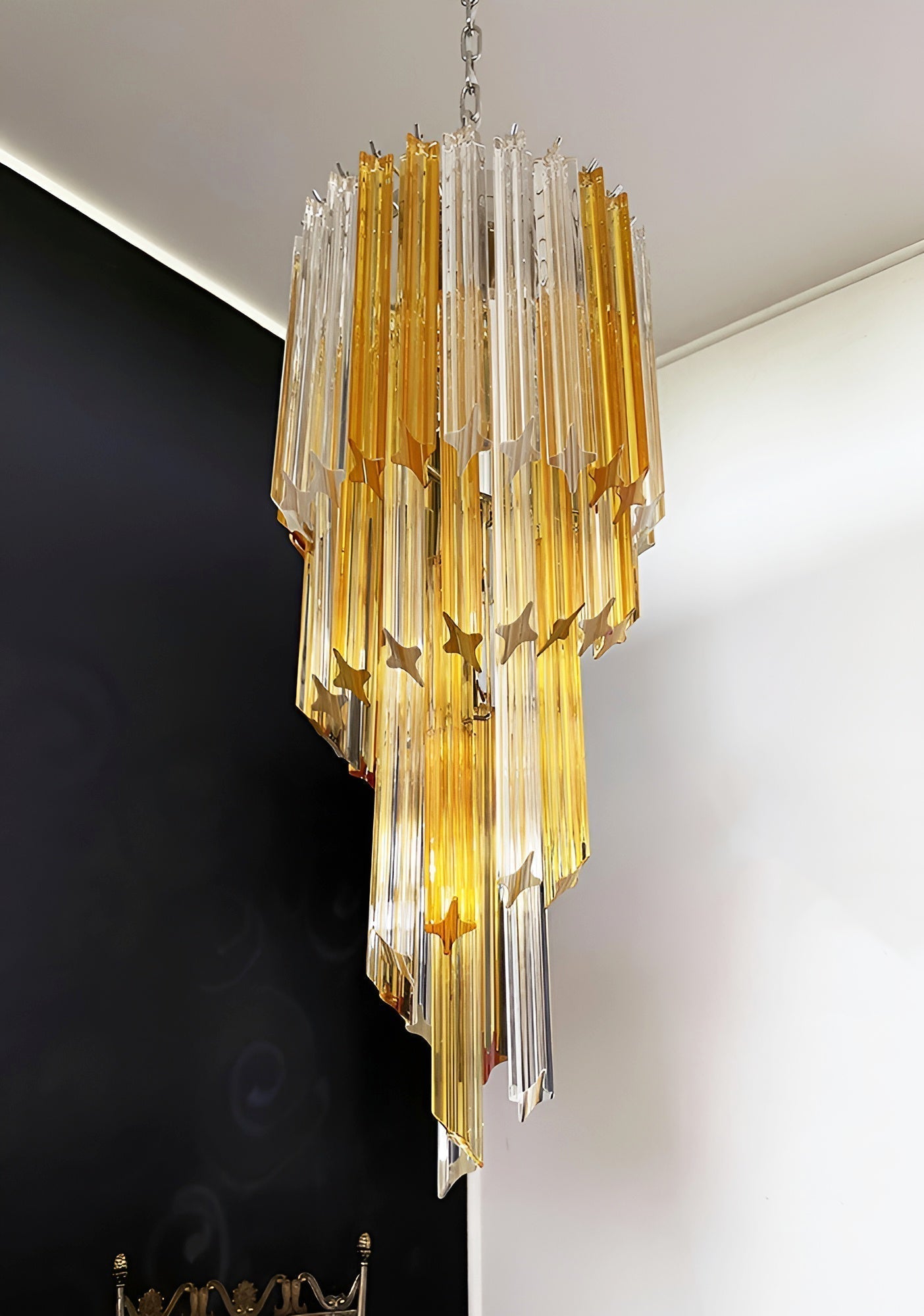 Aurora Chandelier Spiral Pink Prism Tiered - Letslighting
