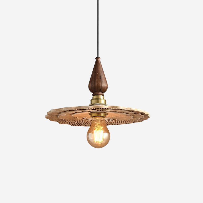 Vintage Mushroom Wooden & Brass Pendant Light - Letslighting