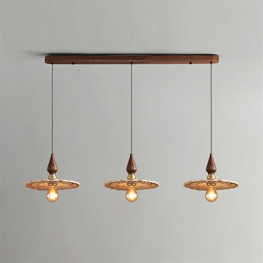 Vintage Mushroom Wooden & Brass Pendant Light - Letslighting