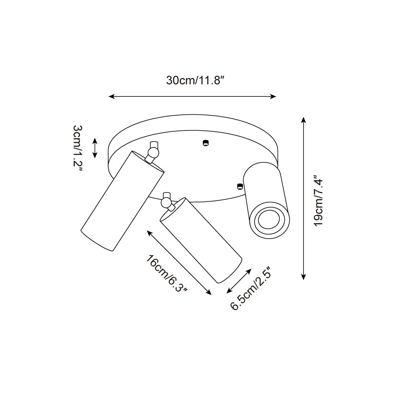 Ritta Plafonnier bois Travertin 3 Têtes Projecteur - Neutralighting