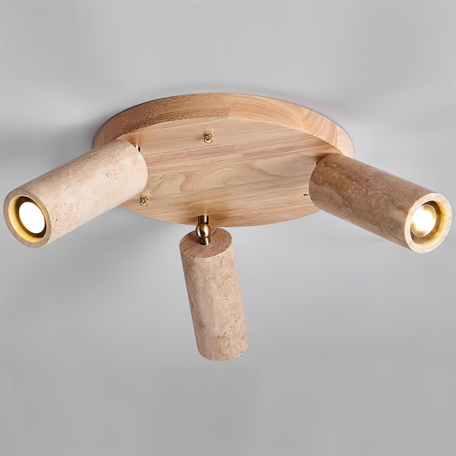 Ritta Plafonnier bois Travertin 3 Têtes Projecteur - Neutralighting