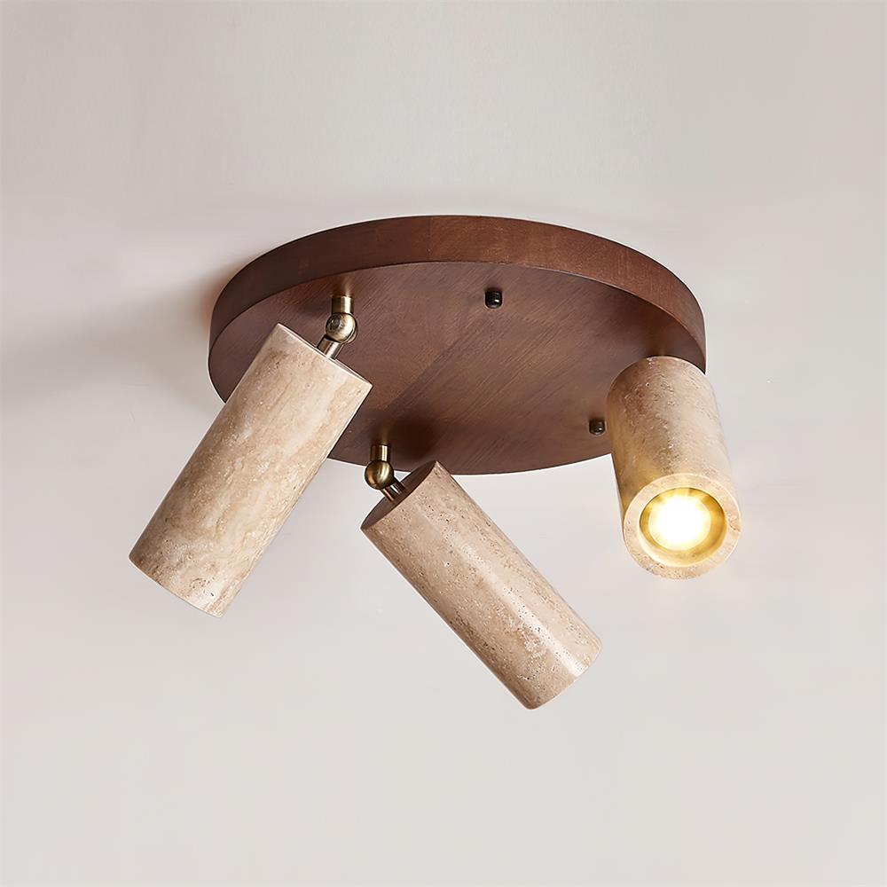 Ritta Plafonnier bois Travertin 3 Têtes Projecteur - Neutralighting