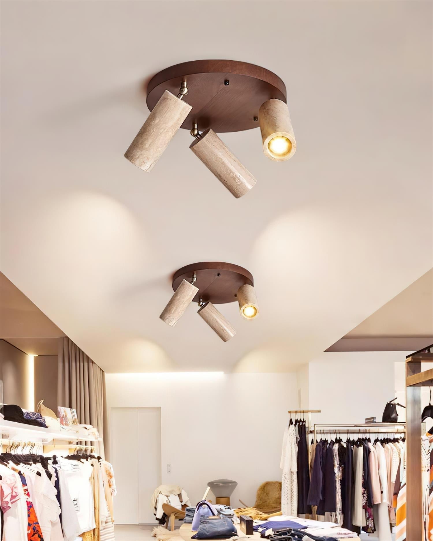 Ritta Plafonnier bois Travertin 3 Têtes Projecteur - Neutralighting