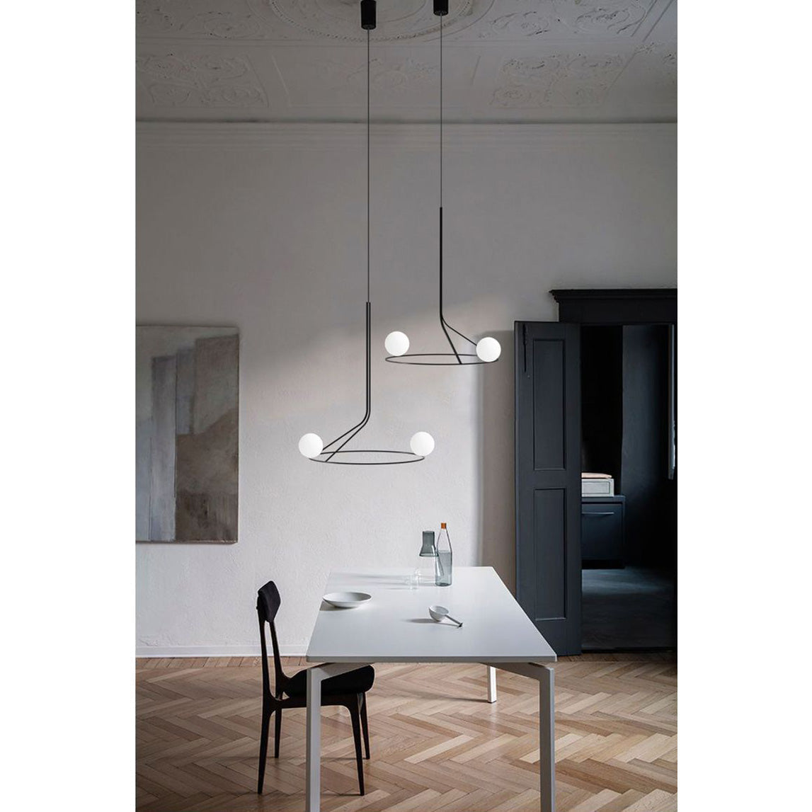 Ilthael Modern Minimalist Brass Glass Chandelier - Lamp Copper