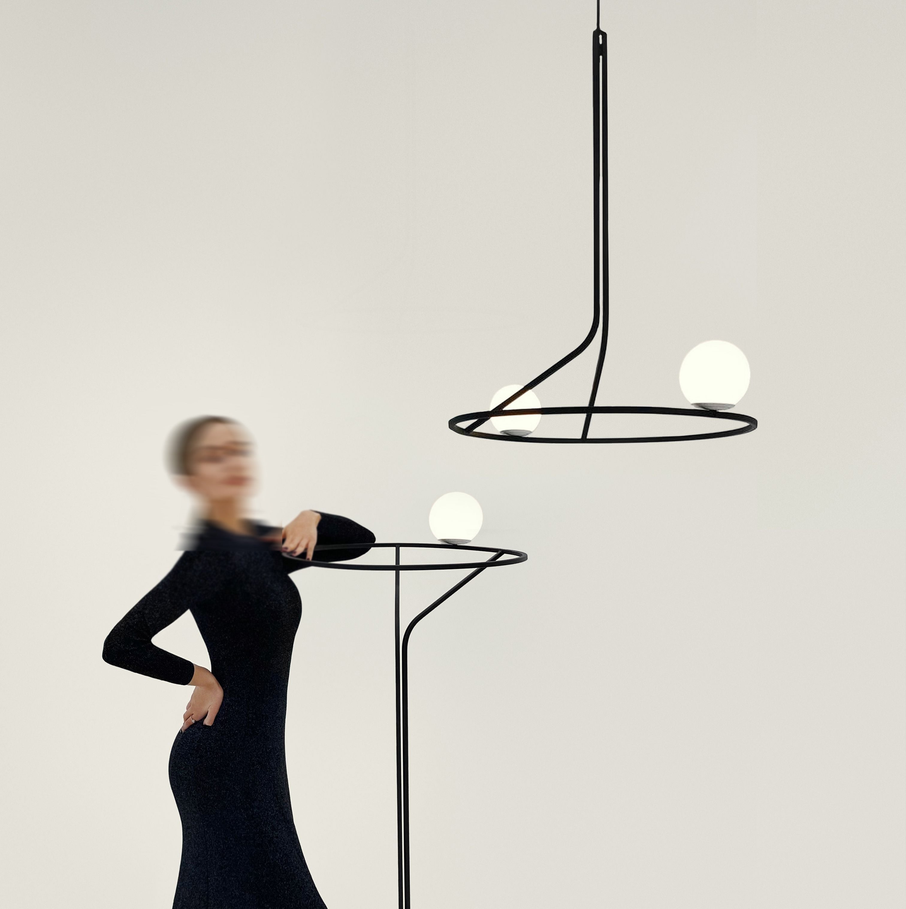 Ilthael Modern Minimalist Brass Glass Chandelier - Lamp Copper