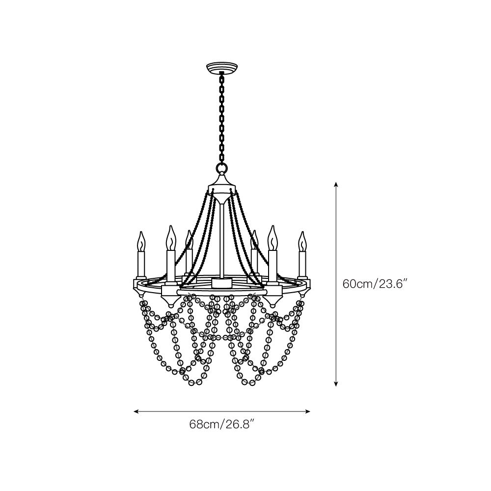 Eurnoros Vintage Industrial Wooden Metal Chandelier - Lamp Copper