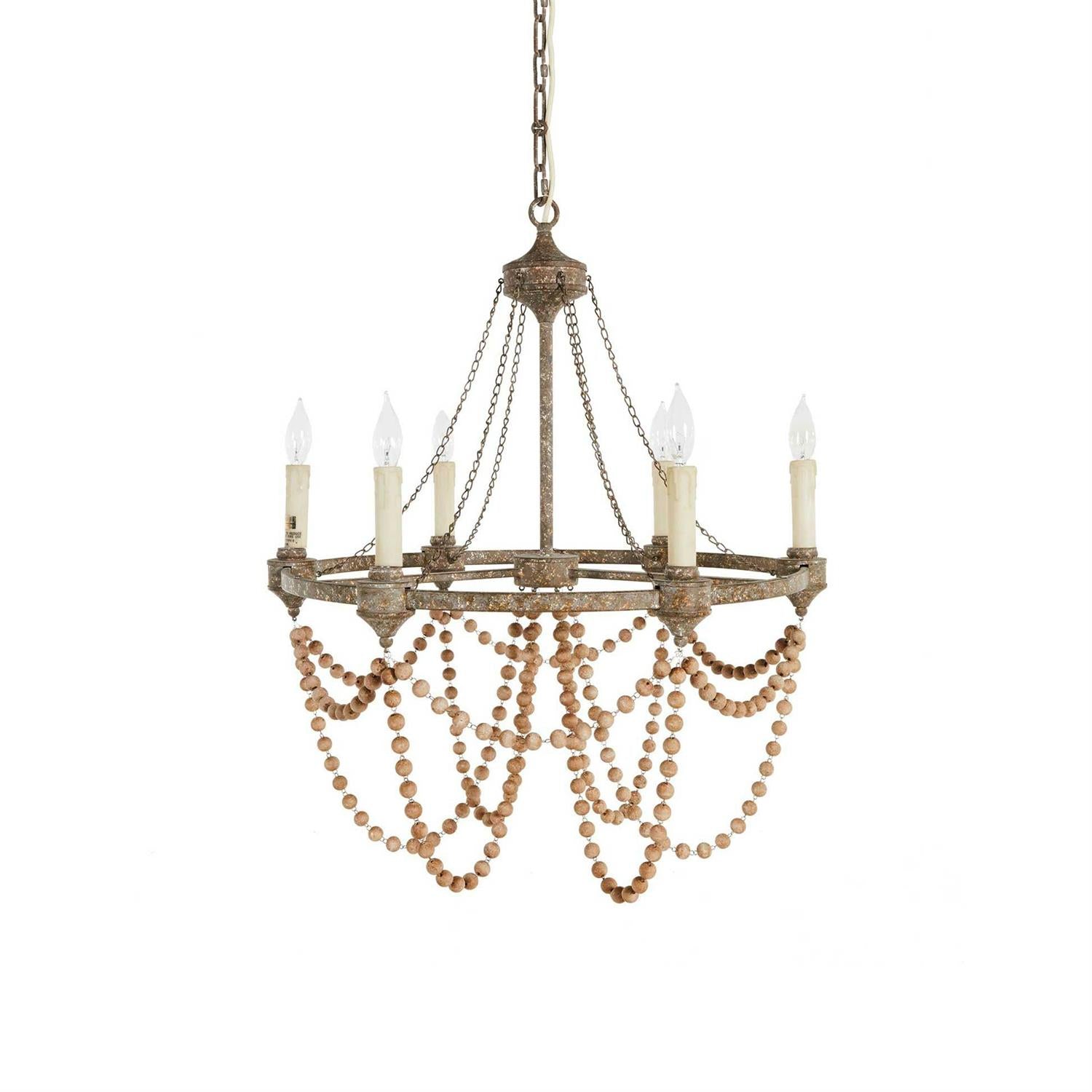 Eurnoros Vintage Industrial Wooden Metal Chandelier - Lamp Copper