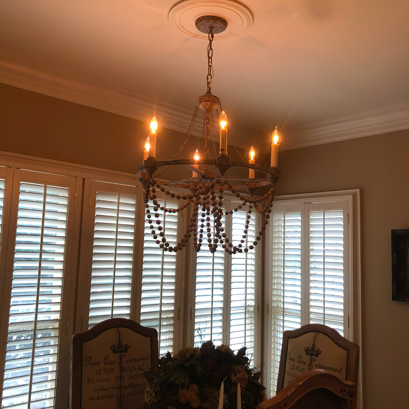 Eurnoros Vintage Industrial Wooden Metal Chandelier - Lamp Copper