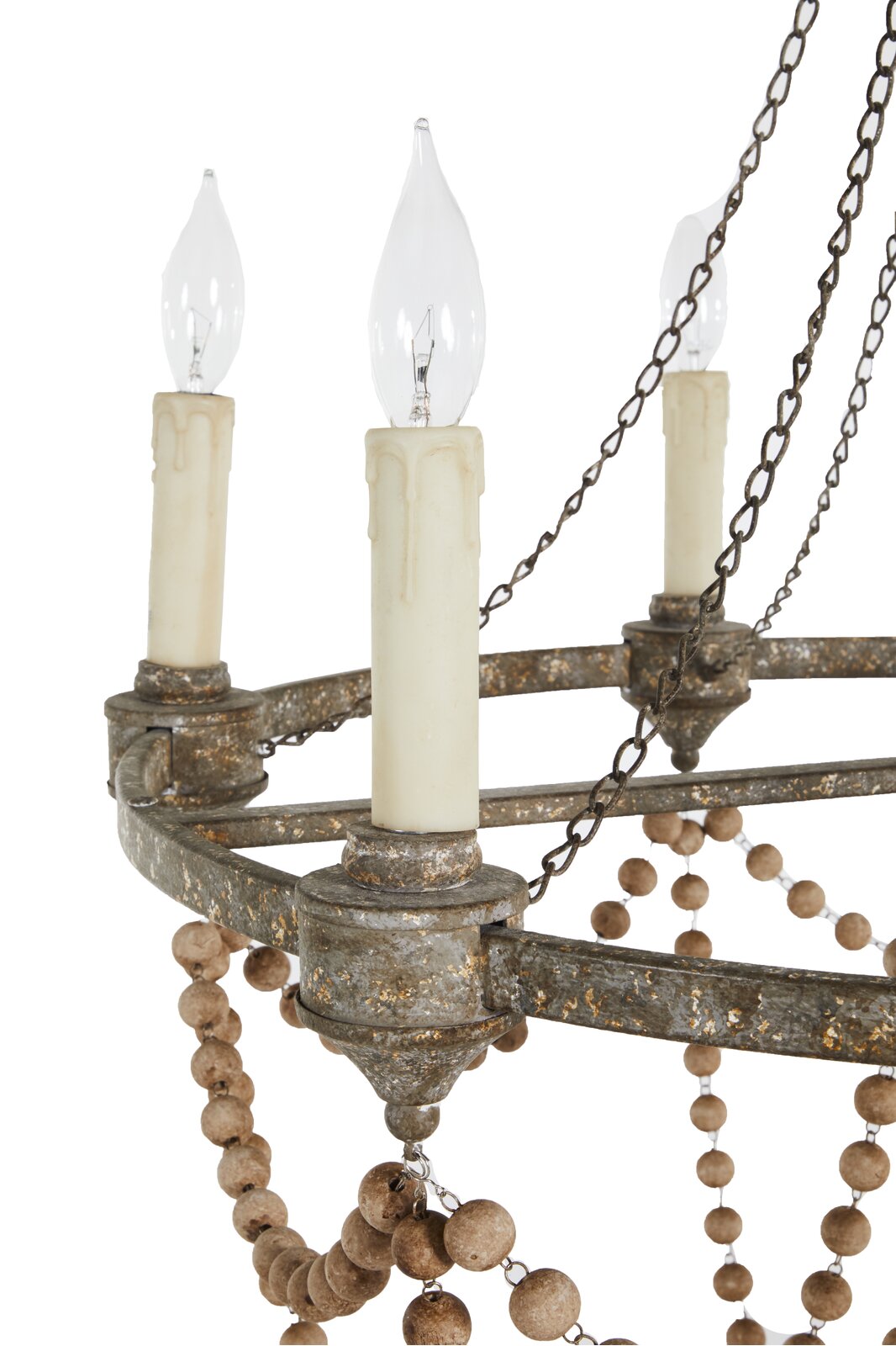 Eurnoros Vintage Industrial Wooden Metal Chandelier - Lamp Copper