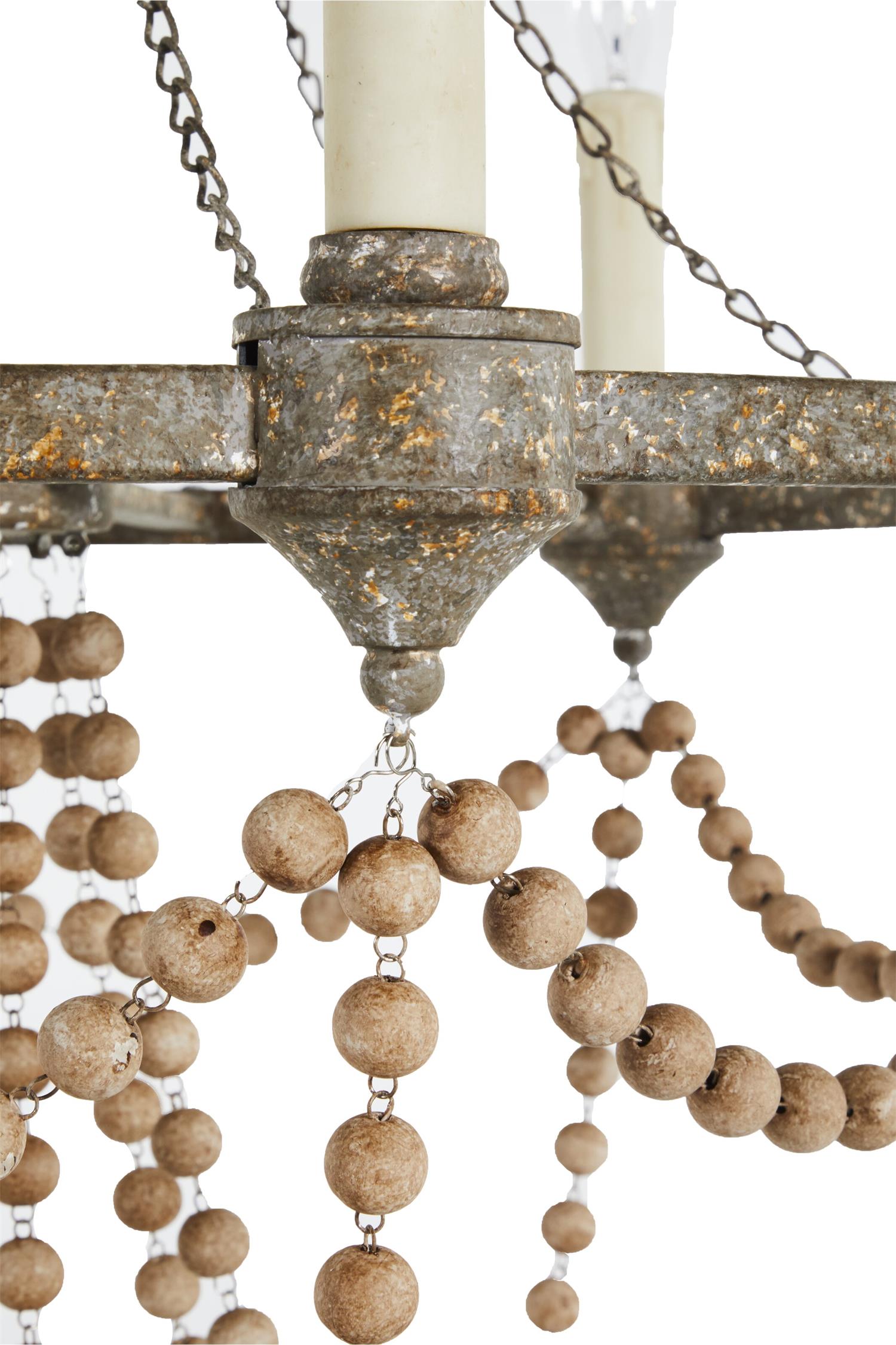 Eurnoros Vintage Industrial Wooden Metal Chandelier - Lamp Copper