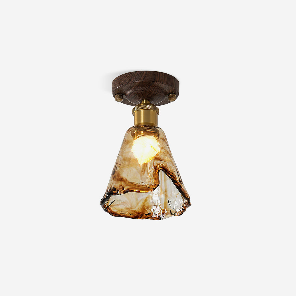 Velimo Amber Glass Flush Mount Ceiling Light - Letslighting