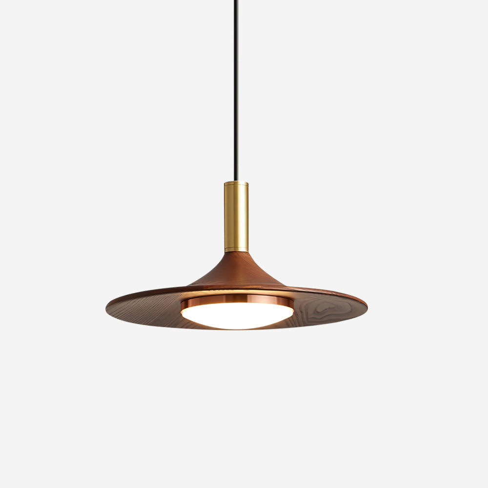 Pend­­ant Lamp Wood-Grain Disc LED Acrylic Midcentury - Letslighting
