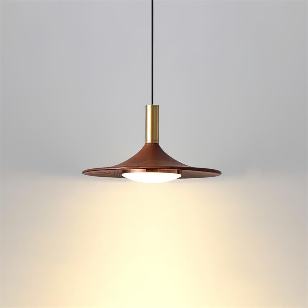 Pend­­ant Lamp Wood-Grain Disc LED Acrylic Midcentury - Letslighting