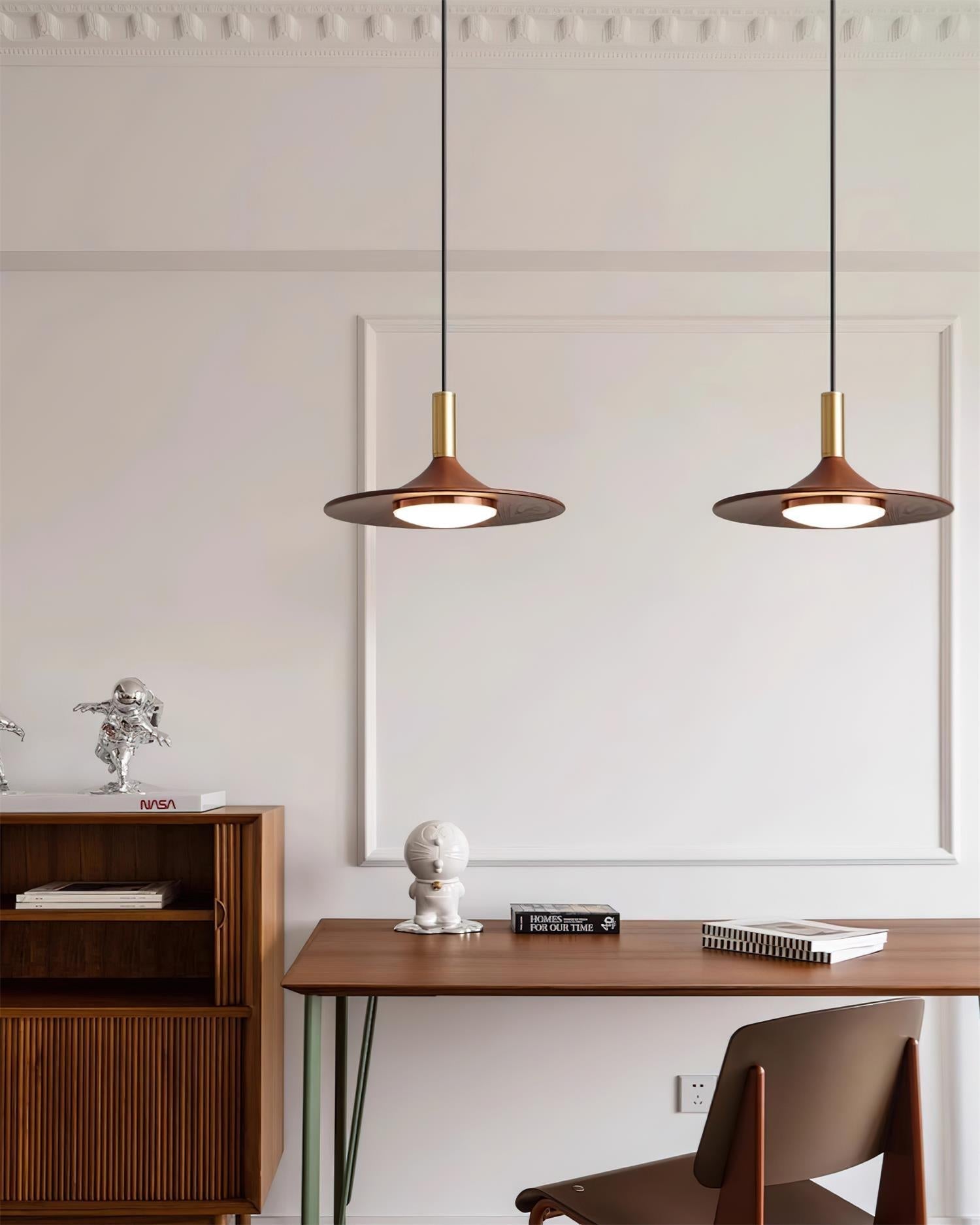 Pend­­ant Lamp Wood-Grain Disc LED Acrylic Midcentury - Letslighting